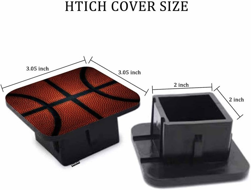 Beabes Hitch Receiver Cover Basketball, Game Sport Leather Basketball 2" Compatible with Trailer Hitch Tube Cover Plug Cap, Rubber Trailer Hitch Cover Towing Hitch Cover, Red Black - Image 2